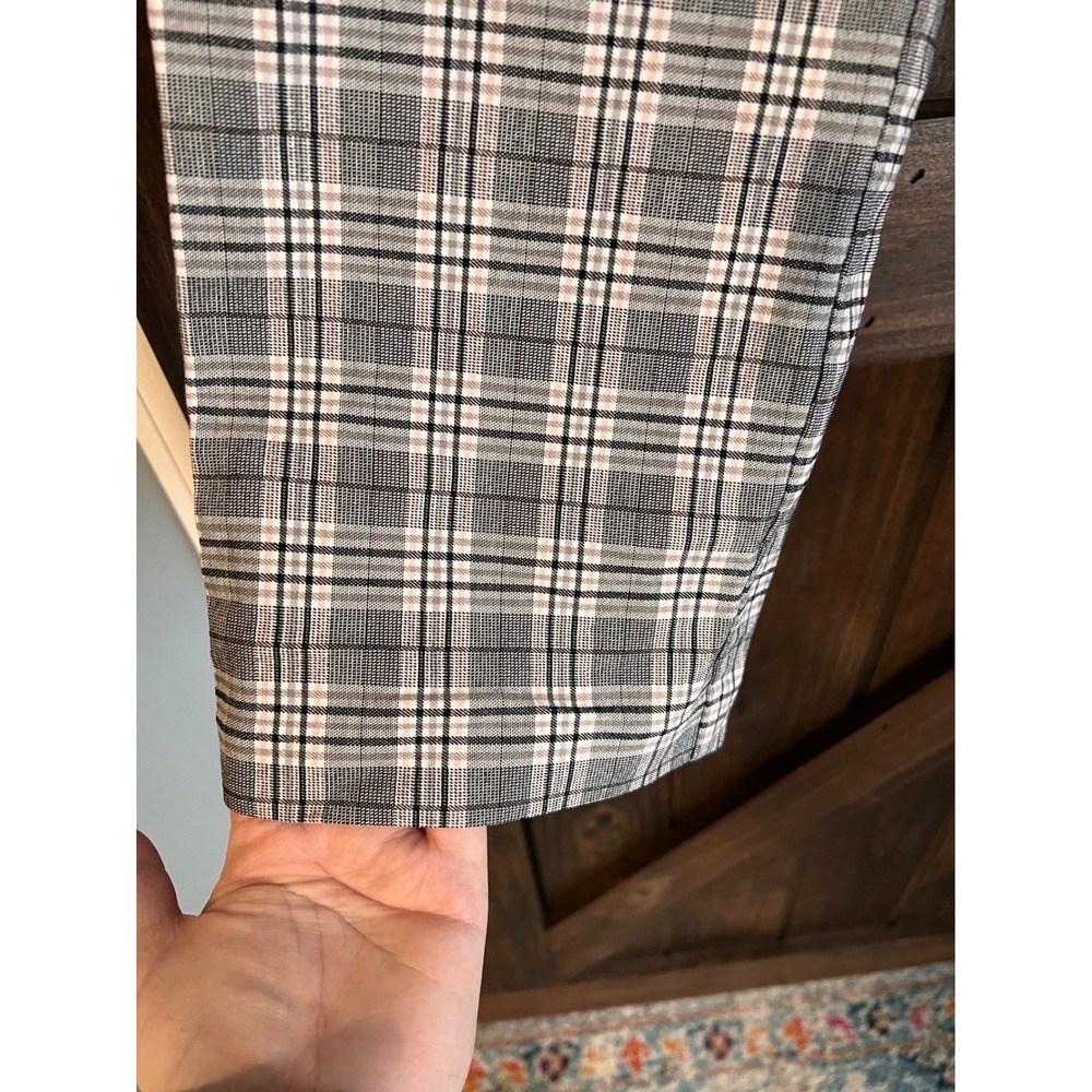 Kim Rogers Womens Plaid Pull On Dress Pants Black White Gray Straight Leg 14S - Picture 9 of 14